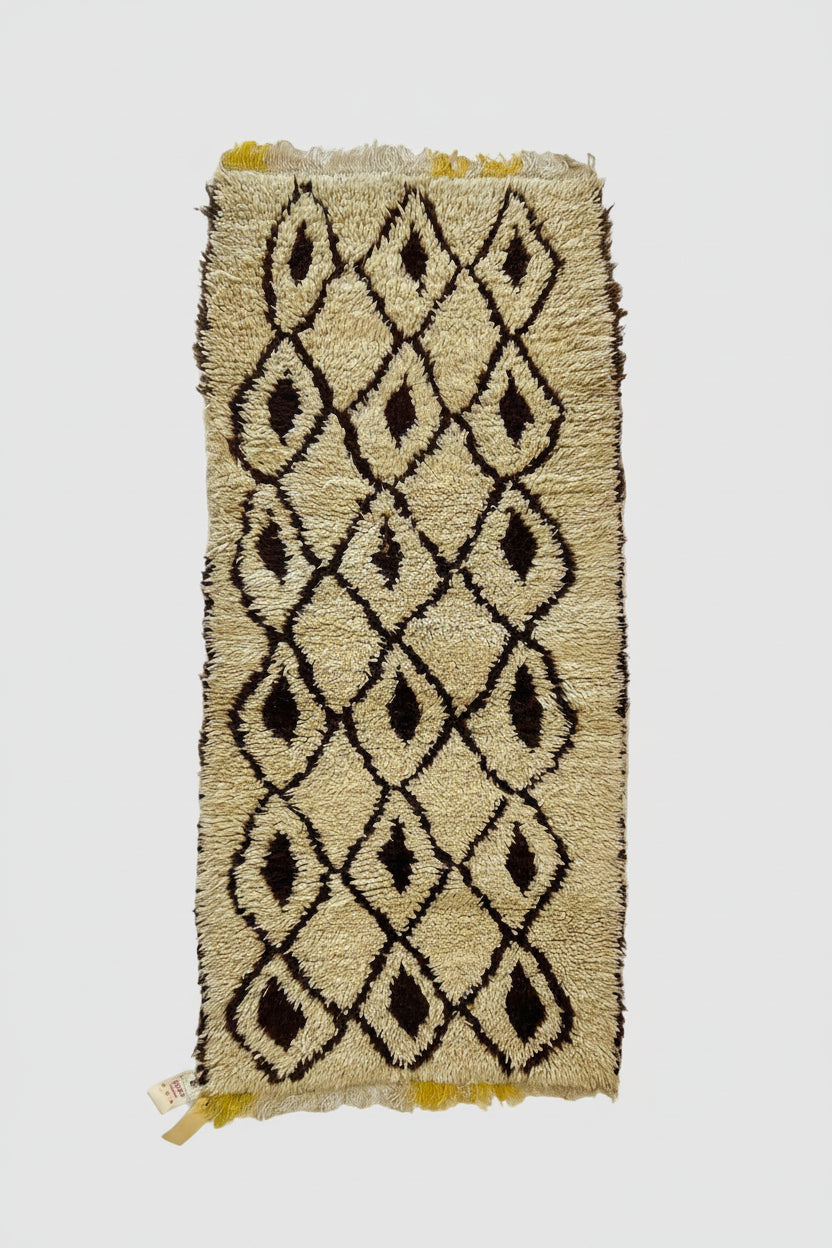 3009 Morocco Middle Atlas/ Beni Ourain Style with All-over diamond lattice/ repeating lozenge shapes arranged in a consistent grid. Diamonds contain darker inner eye/sead motifs