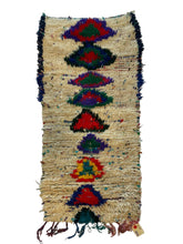 Load image into Gallery viewer, 3016 Moroccan Berber - Boucherouite/Azilal Crossover style with Vertical central column of Stacked Diamond Medallions.