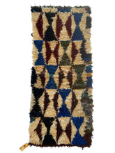 Load image into Gallery viewer, 3029 Morocco Berber/ Boucherouite -influenced shag with Geometric block composition/ repeating vertical and horizontal chevrons
