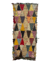 Load image into Gallery viewer, 3036 Morocco/ Middle Atlas/ Boucherouite style  with Patchwork geometric with repeating triangles/ and Trapezoids
