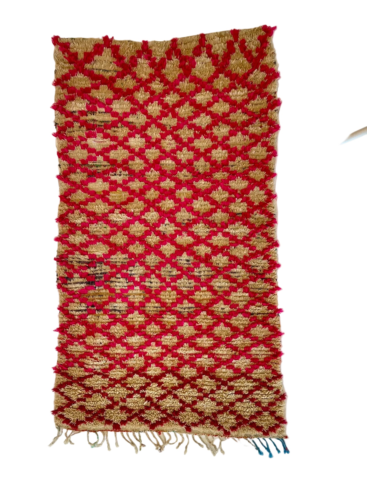 3063 Morocco Middle Atlas/ Berber Boucherouite influenced with All-over diamond lattice/ repating small lozenges arranged in a tight grid.