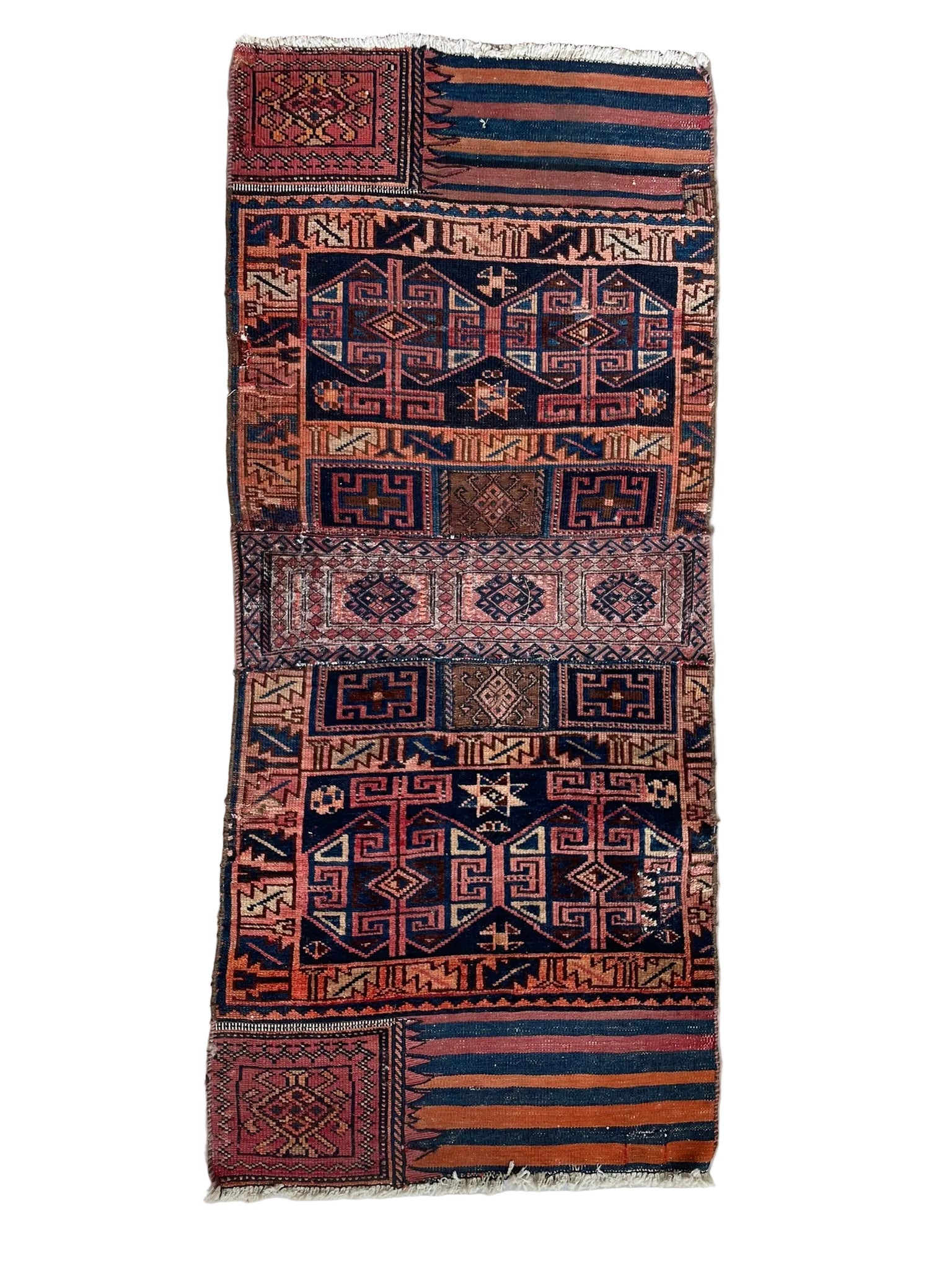 3100 Central Asian Tribal Weaving/ Turkmen/ Baluch/Baluchi/ Ersari-influenced style. with Geometric motif/ repeating tribal symbols
