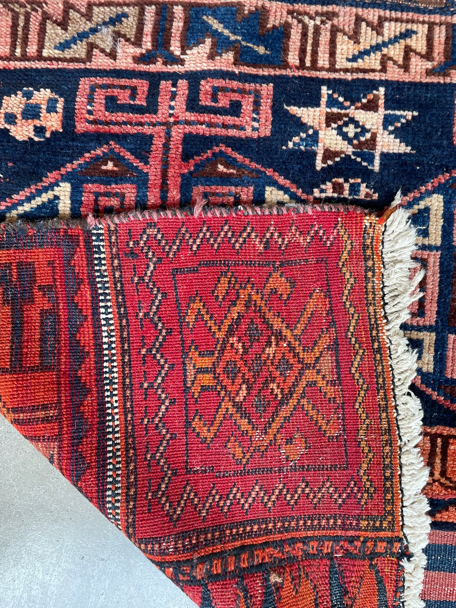 3100 Central Asian Tribal Weaving/ Turkmen/ Baluch/Baluchi/ Ersari-influenced style. with Geometric motif/ repeating tribal symbols