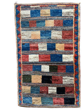 Load image into Gallery viewer, 3104 Iran/ Gabbeh Tribal/  Fars Province with Checkerboard/ patchwork grid/ Horizontal banding/ sawtooth border