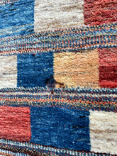 Load image into Gallery viewer, 3104 Iran/ Gabbeh Tribal/  Fars Province with Checkerboard/ patchwork grid/ Horizontal banding/ sawtooth border