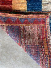 Load image into Gallery viewer, 3104 Iran/ Gabbeh Tribal/  Fars Province with Checkerboard/ patchwork grid/ Horizontal banding/ sawtooth border