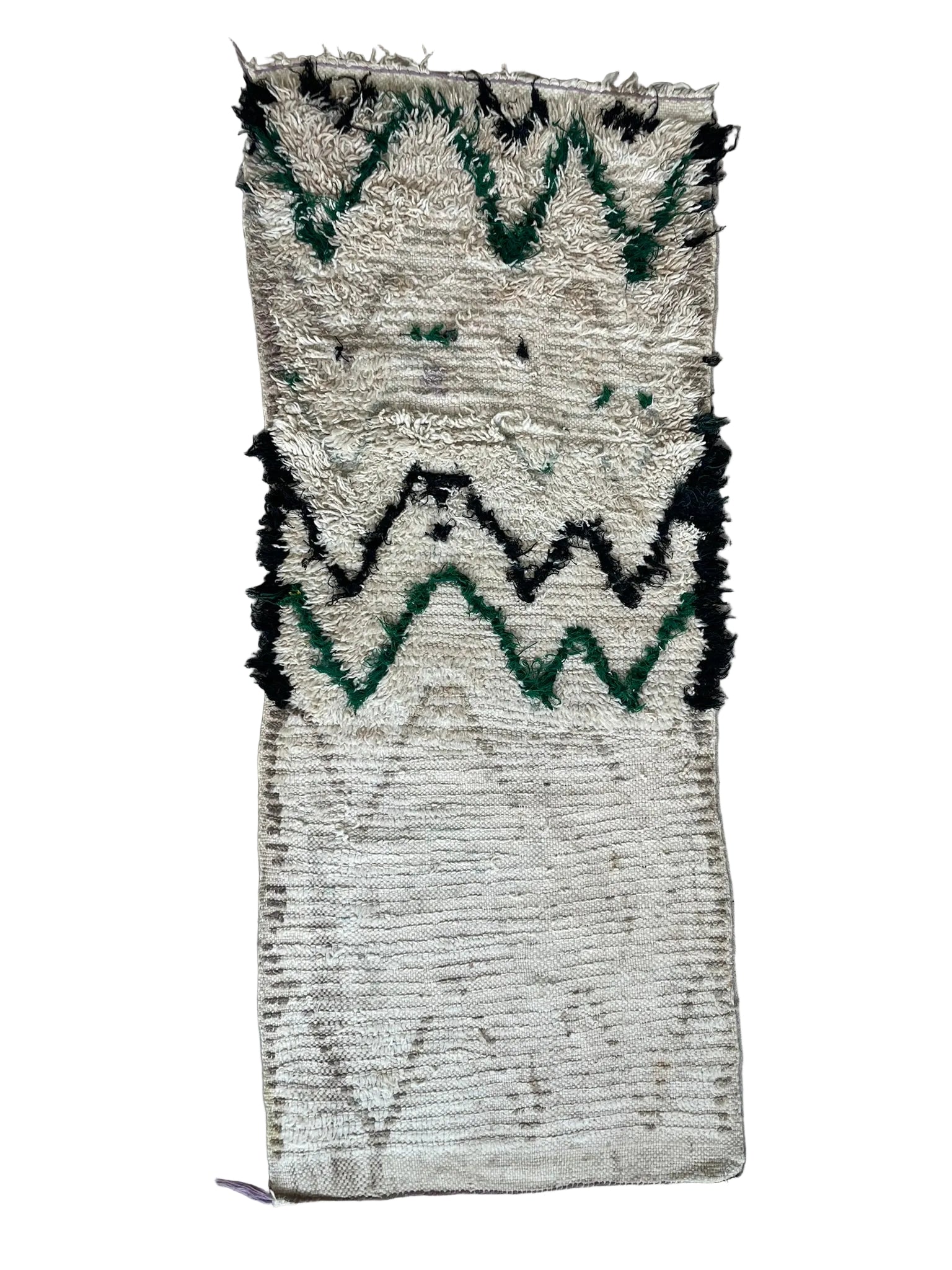 3105 Morocco Berber /Middle Atlas/  Beni Ourain Style  with ZigZag Chevron Bands/ Tribal Geometry/ Irregular Symbolic marks.