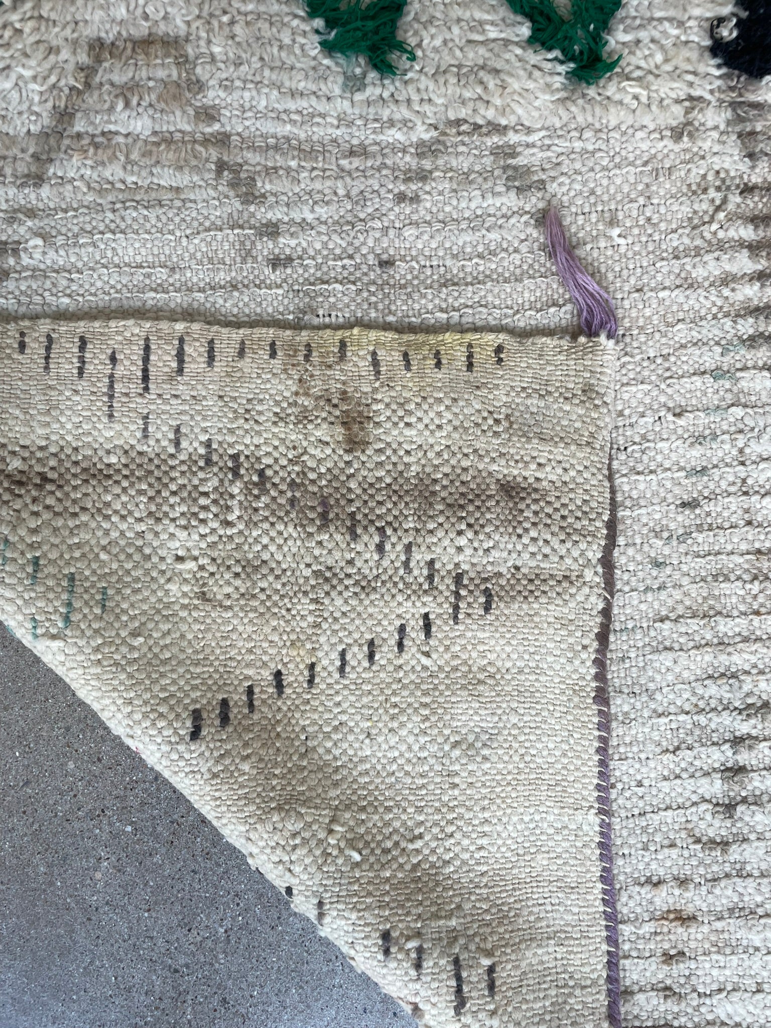 3105 Morocco Berber /Middle Atlas/  Beni Ourain Style  with ZigZag Chevron Bands/ Tribal Geometry/ Irregular Symbolic marks.