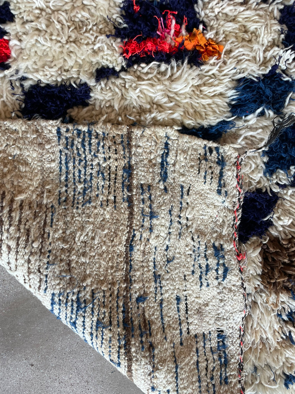 3107 Morocco  Boucherouite Berber shag/ High Atlas/ Azilal Province  with Abstract Scattered Motif/ Irregular Layout/ Tribal composition
