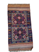 Load image into Gallery viewer, 3108 Iran/ Kilim/ Shahsavan Tribe Style  with Double Medallion/ nested diamonds/ Latch-Hook Motif/ Tribal symbols.