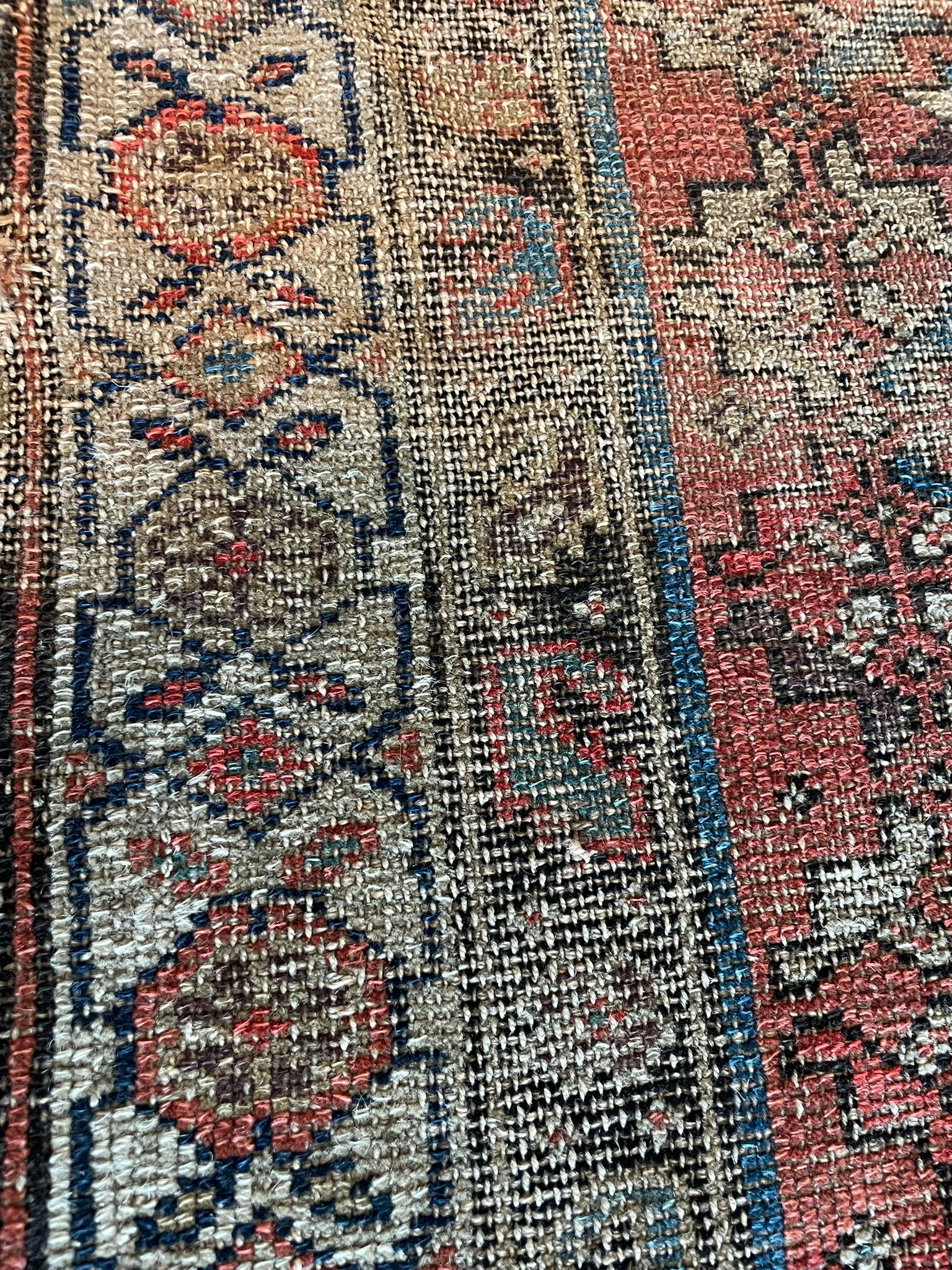 3110 Iran/ Kurdistan Province/ Persian Village Rug  with All Over Repeating Geometric Floral Pattern