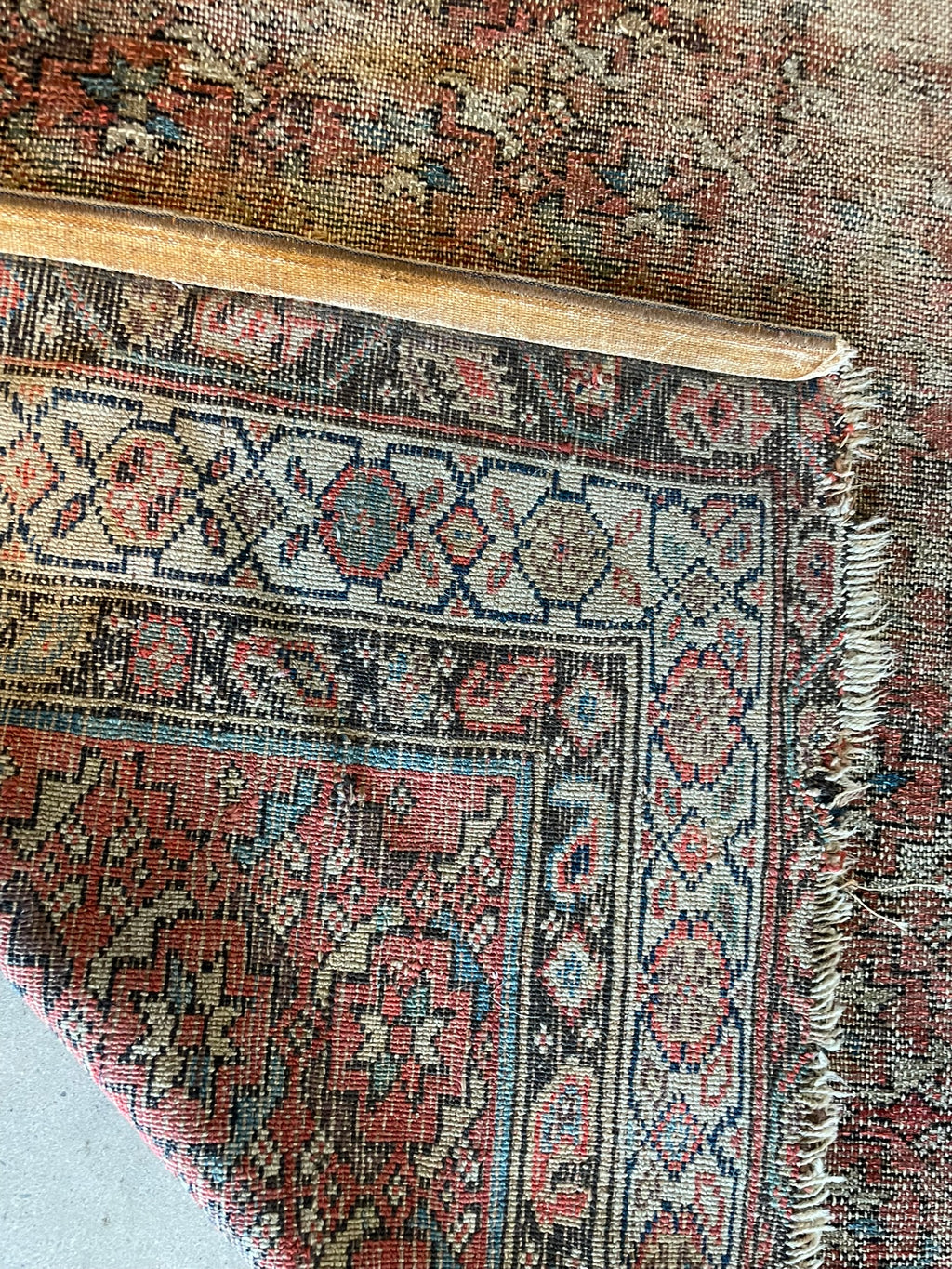 3110 Iran/ Kurdistan Province/ Persian Village Rug  with All Over Repeating Geometric Floral Pattern