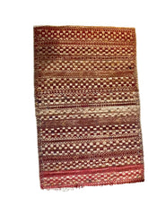 Load image into Gallery viewer, 3112 Morocco / High Atlas/ Azilal Province/ Boucherouite  with Horizontal Bands/ Checkerboard Motif/ stepped and zigzag elements