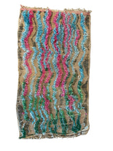 Load image into Gallery viewer, 3132 Morocco Boucherouite High Atlas/ Azilal Province with Verticle Wavy Stripe/ Undulating Lines/ Abstract