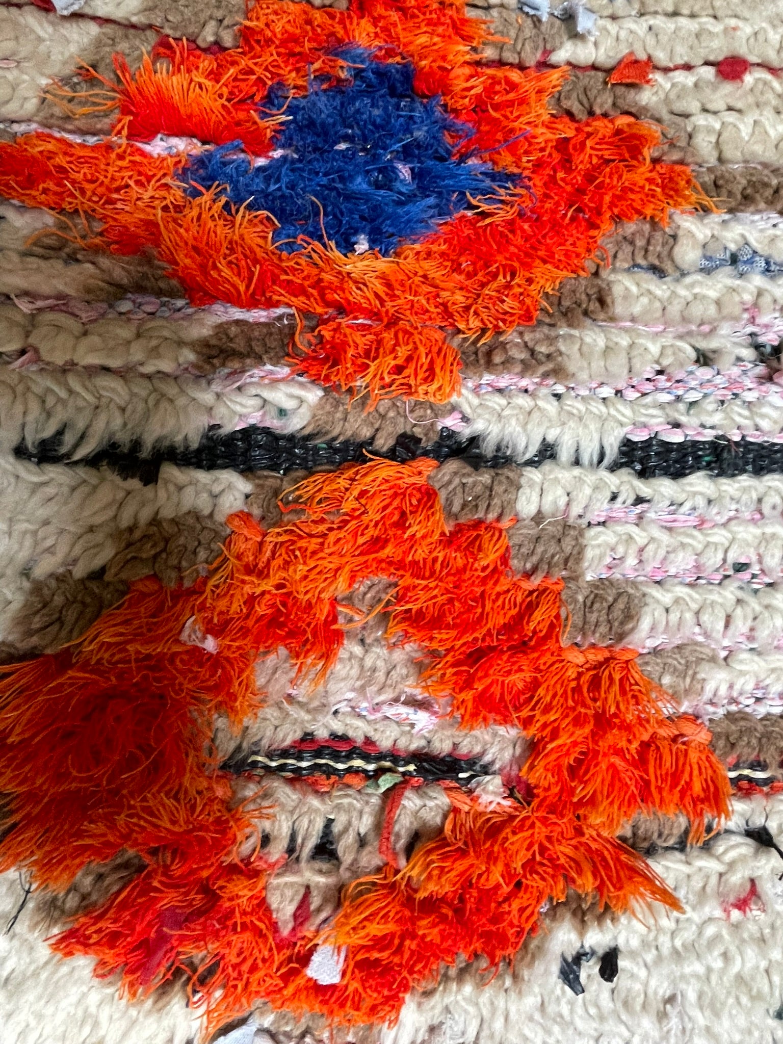 3142 Morocco / Boujad / Central Morocco / Ivory / Orange / Red / Cobalt / Black