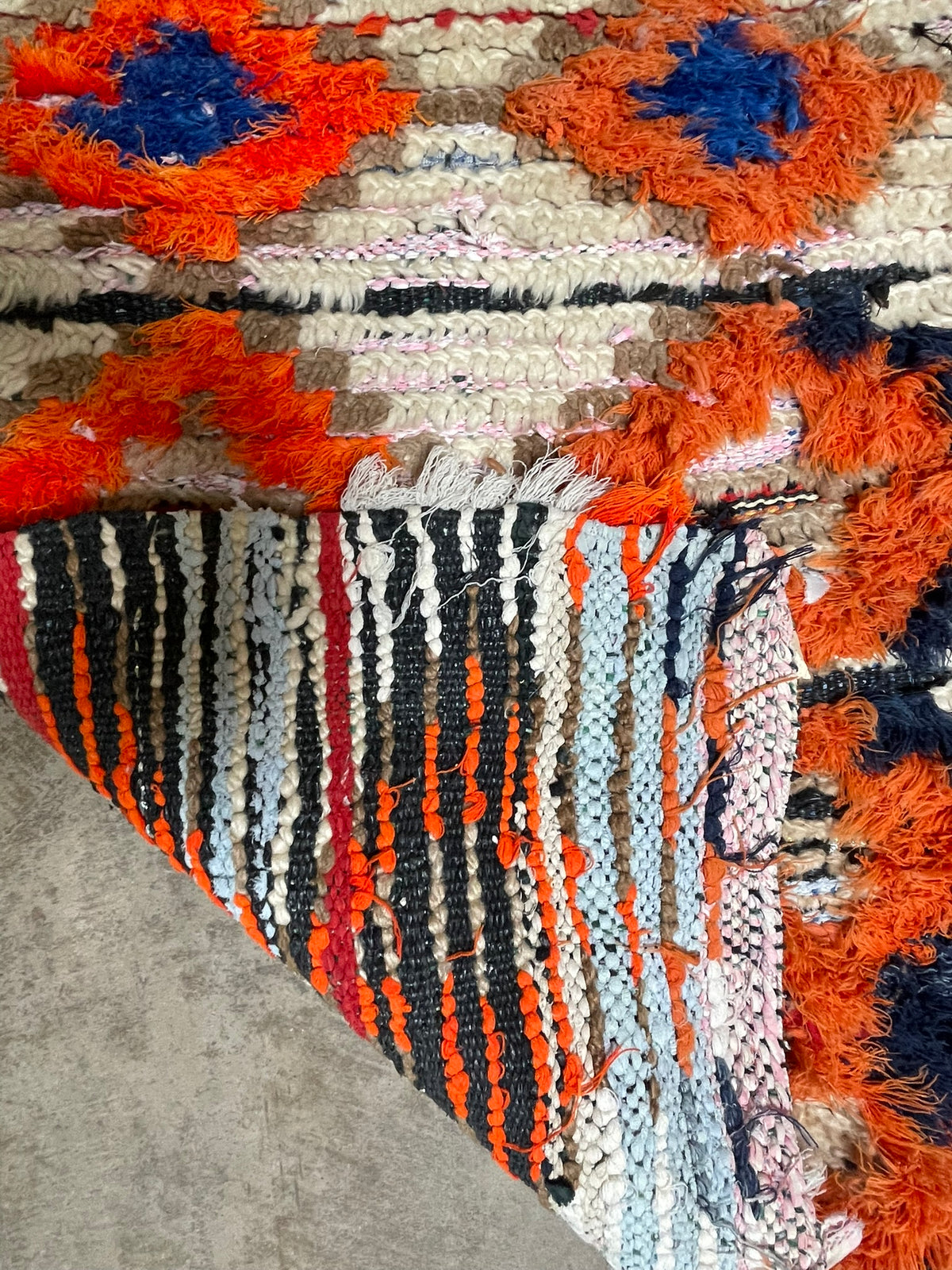 3142 Morocco / Boujad / Central Morocco / Ivory / Orange / Red / Cobalt / Black