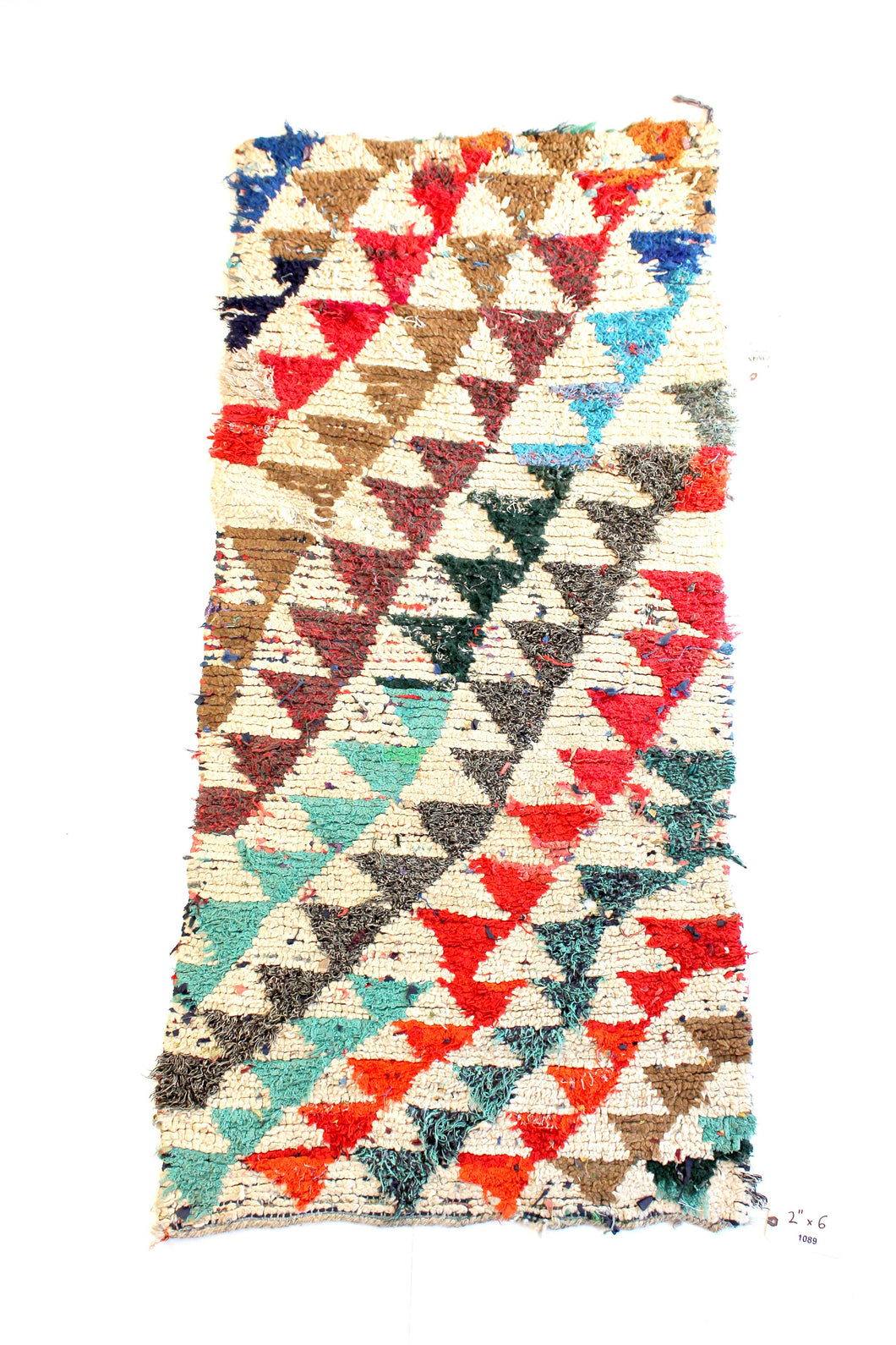 1089 Moulouya with Taupe/Red/Brown/Blue/Turquoise Triangles Pattern