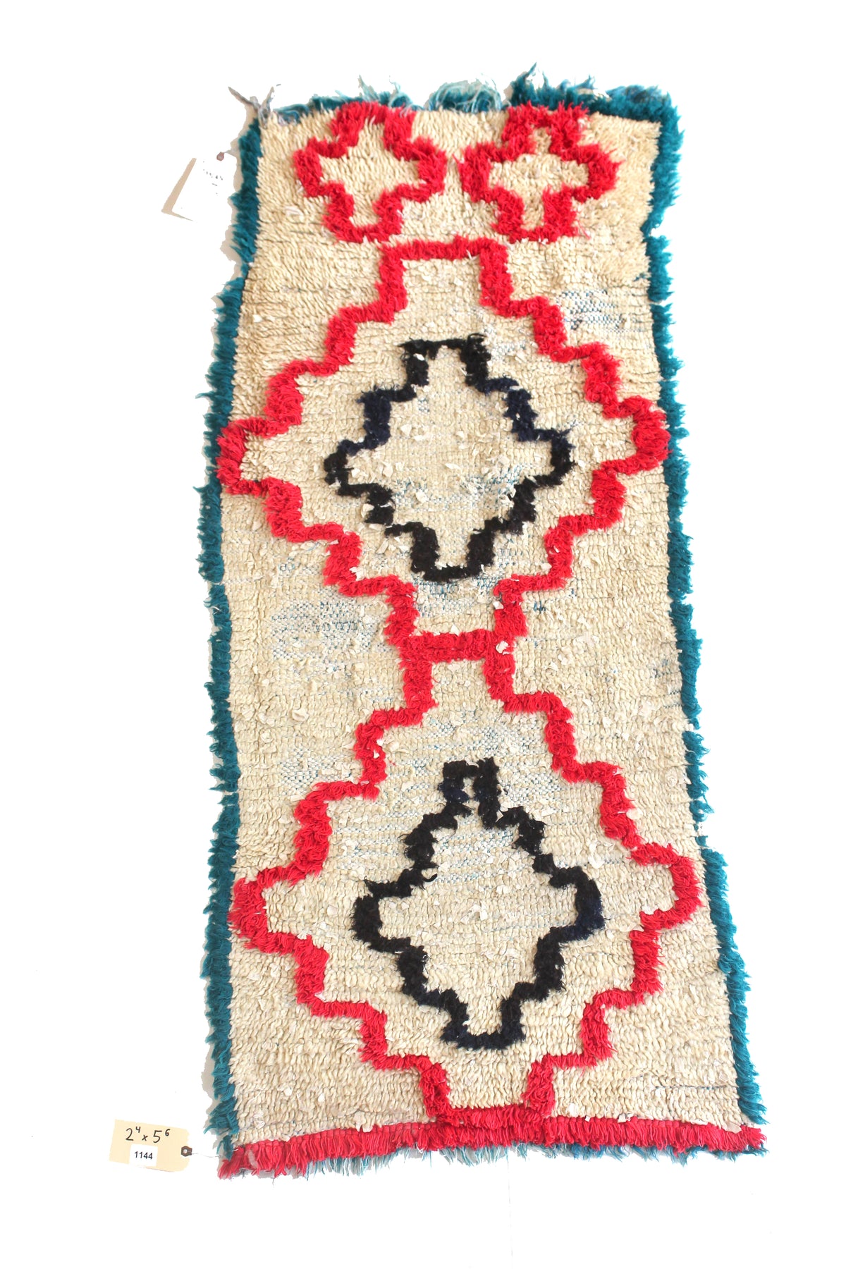 1144 Open East with Taupe/Red/Black/Blue-Green Square-Like Pattern Pattern (P8)