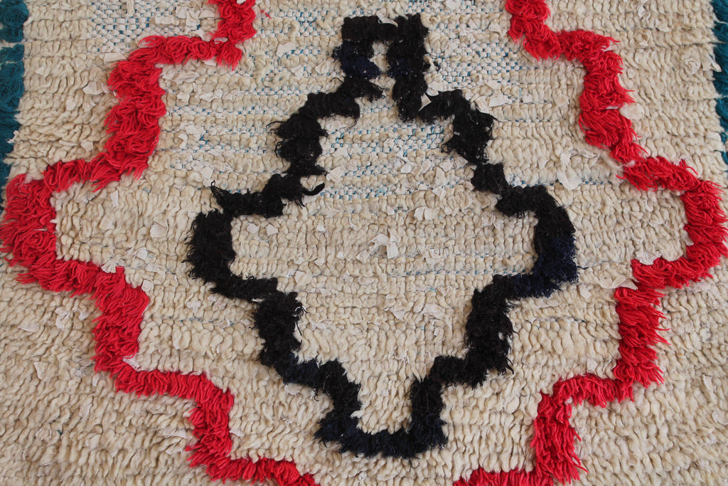 1144 Open East with Taupe/Red/Black/Blue-Green Square-Like Pattern Pattern (P8)