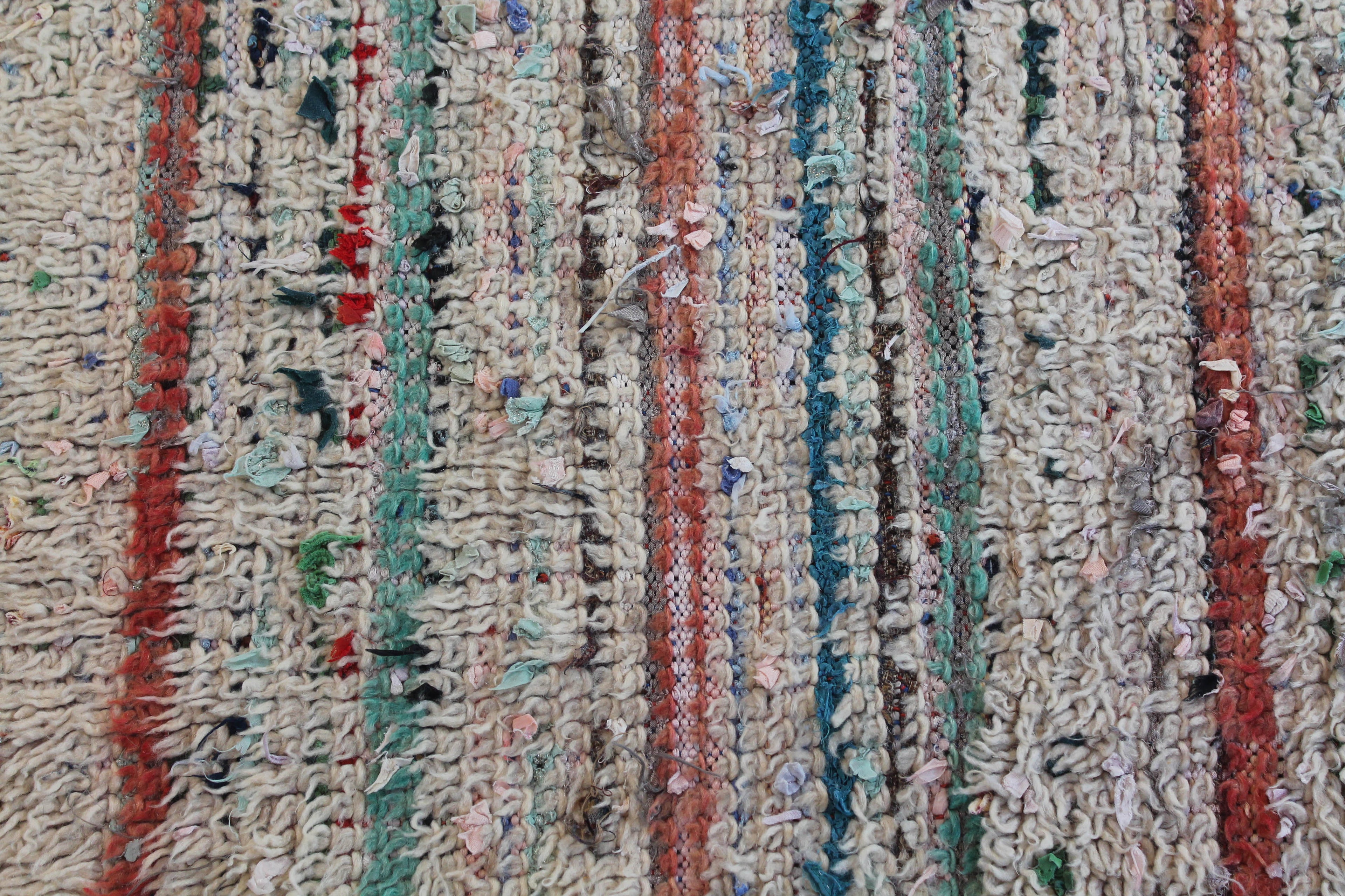 1195 Open East with Taupe/Red/Blue/Green Vertical Lines Pattern