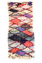 Load image into Gallery viewer, 1228 boucherouite with Taupe/Salmon/Red/Blue/Green/Black/Orange Diamonds Pattern