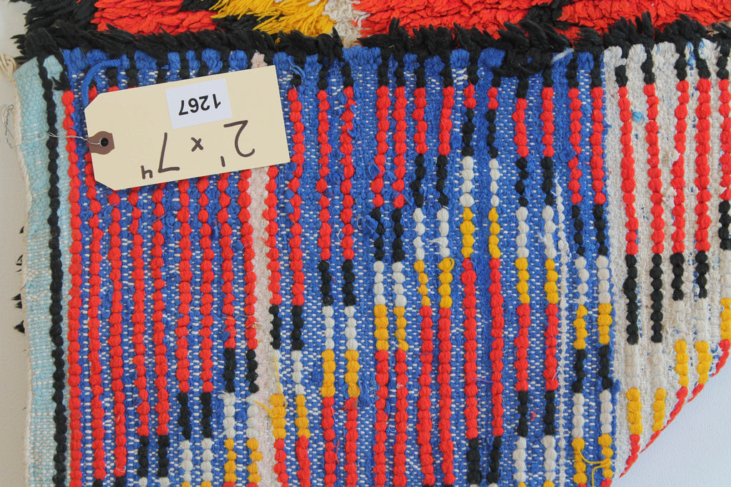 1267 Boucherouite with Red/Yellow/Black/White Checkered V's Pattern (P6)