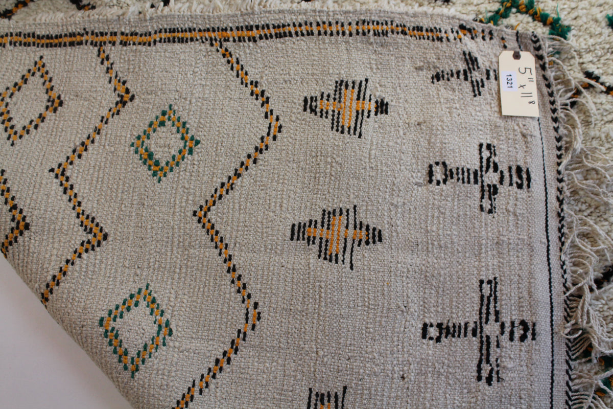 1321 Moulouya with Taupe/Black/Green/Orange Diamonds/ Zig-Zags/ Crosses Pattern