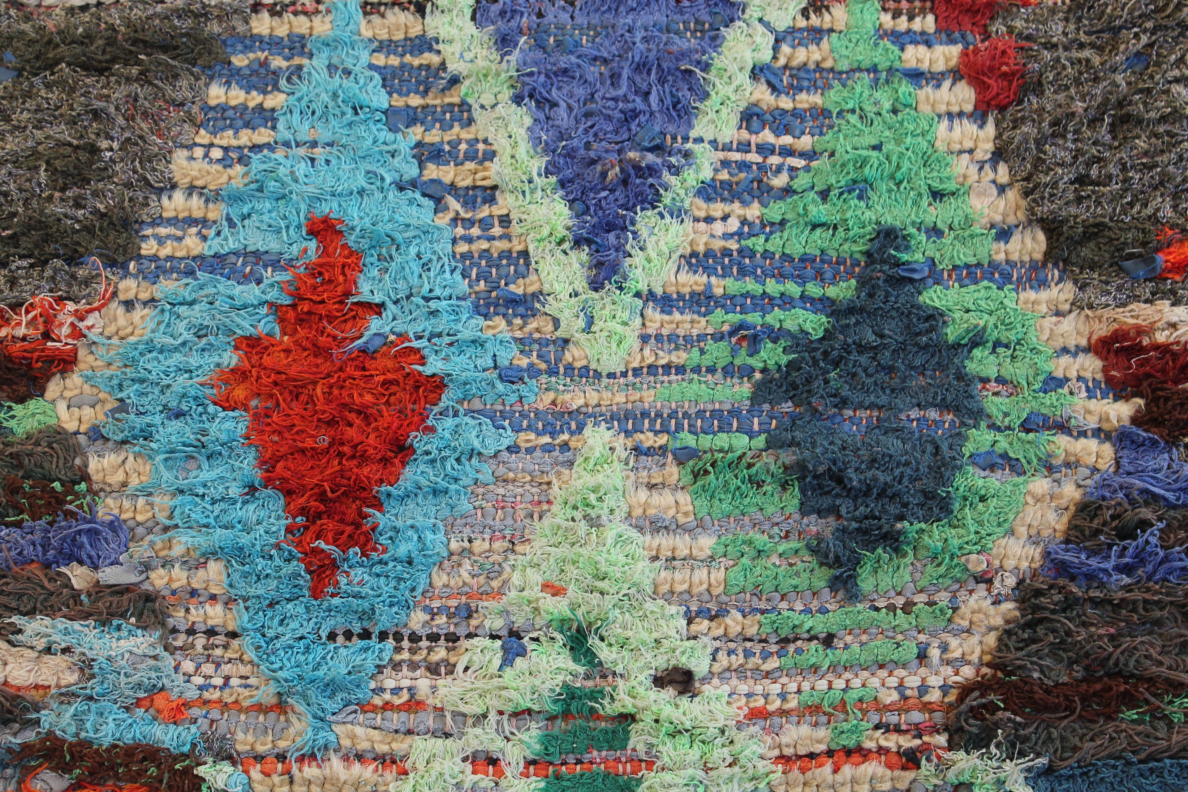 1323 boucherouite with Multi-Color/Red/Blue/Green Diamonds Pattern