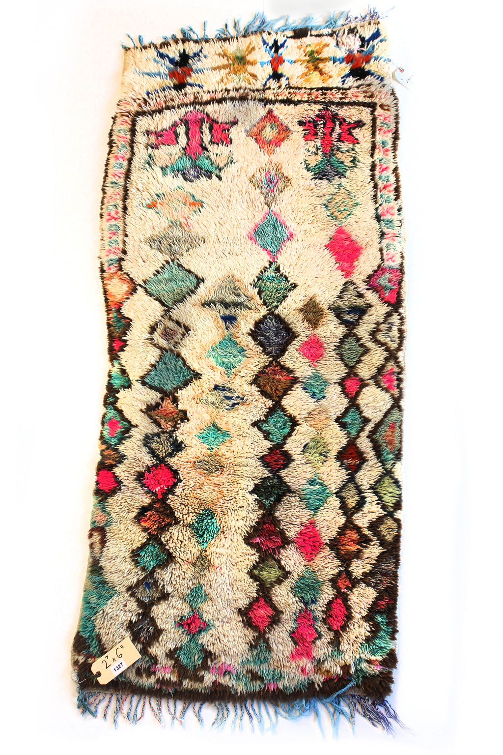 1327 Open East with Taupe/Brown/Blue/Pink Diamonds Pattern