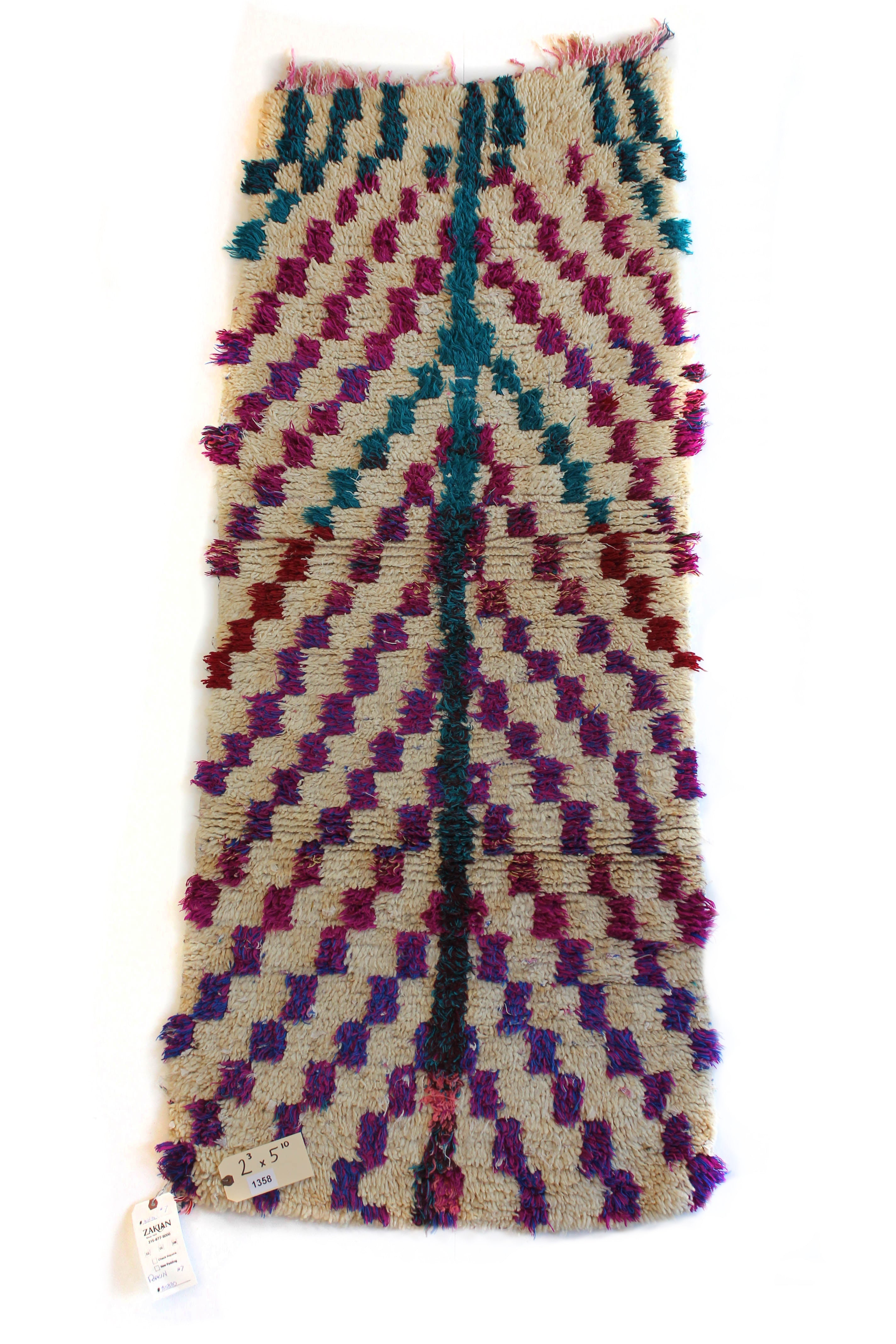 1358 Open East with Taupe/Magenta/Pink/Red/Purple/Turquoise/Green Checkered Pattern