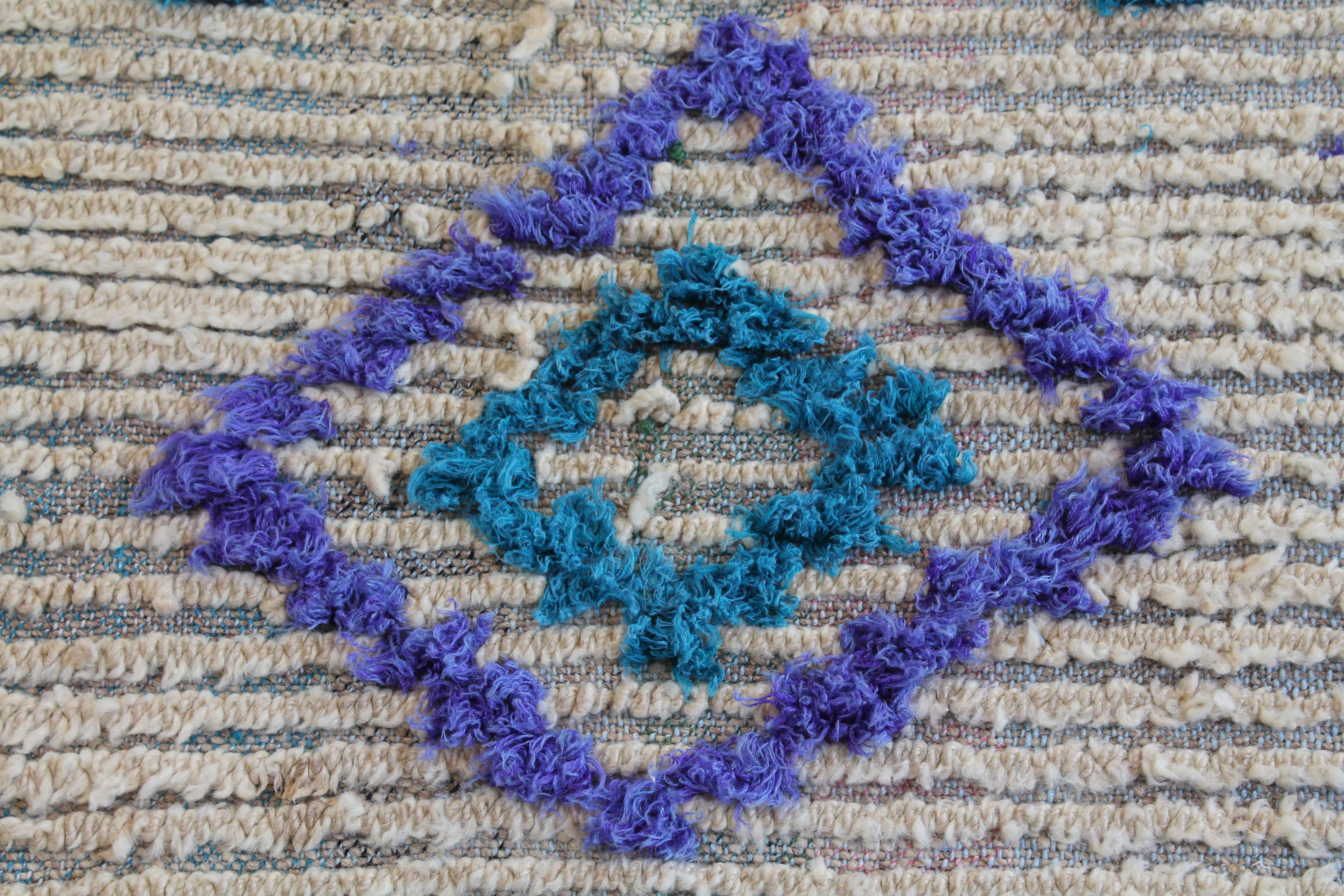 1365 Moulouya with Taupe/Green/Blue/Turquoise/Purple Diamonds and Dots Pattern
