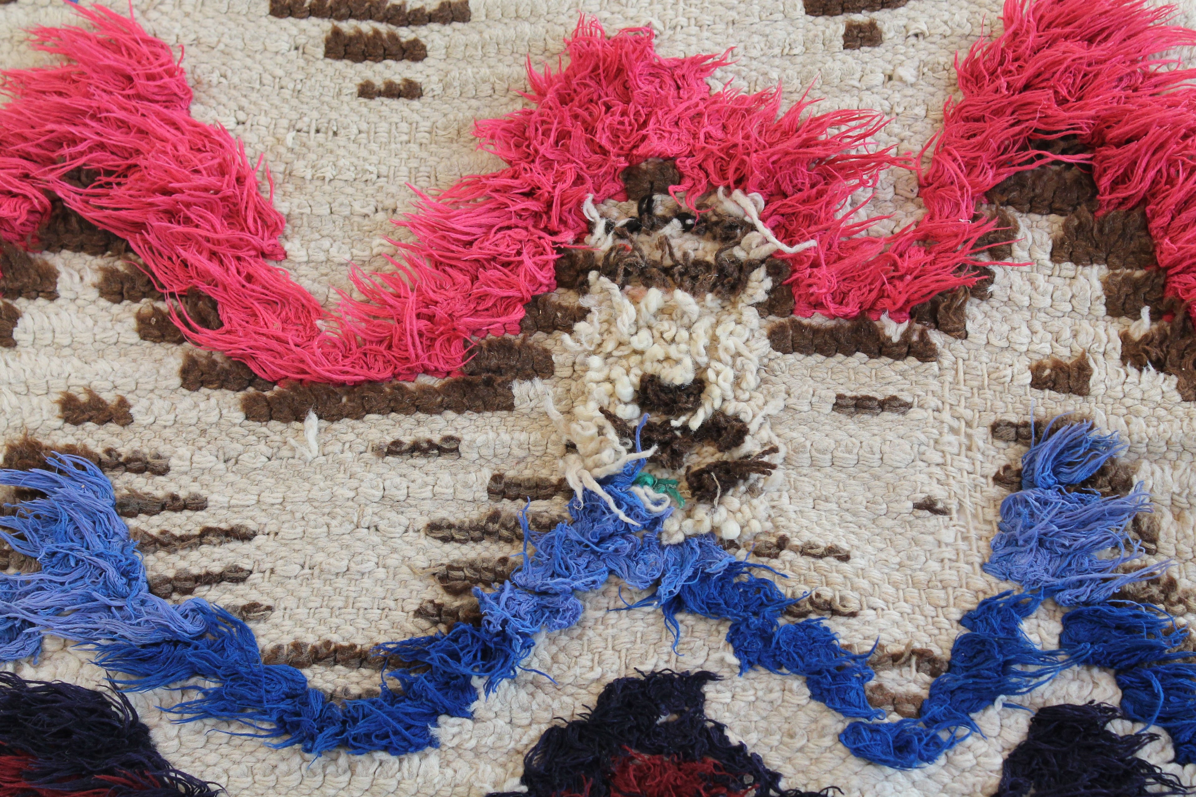1391 Moulouya with Taupe/Blue/Red/Pink/NeonGreen/Brown Zig-Zags Pattern