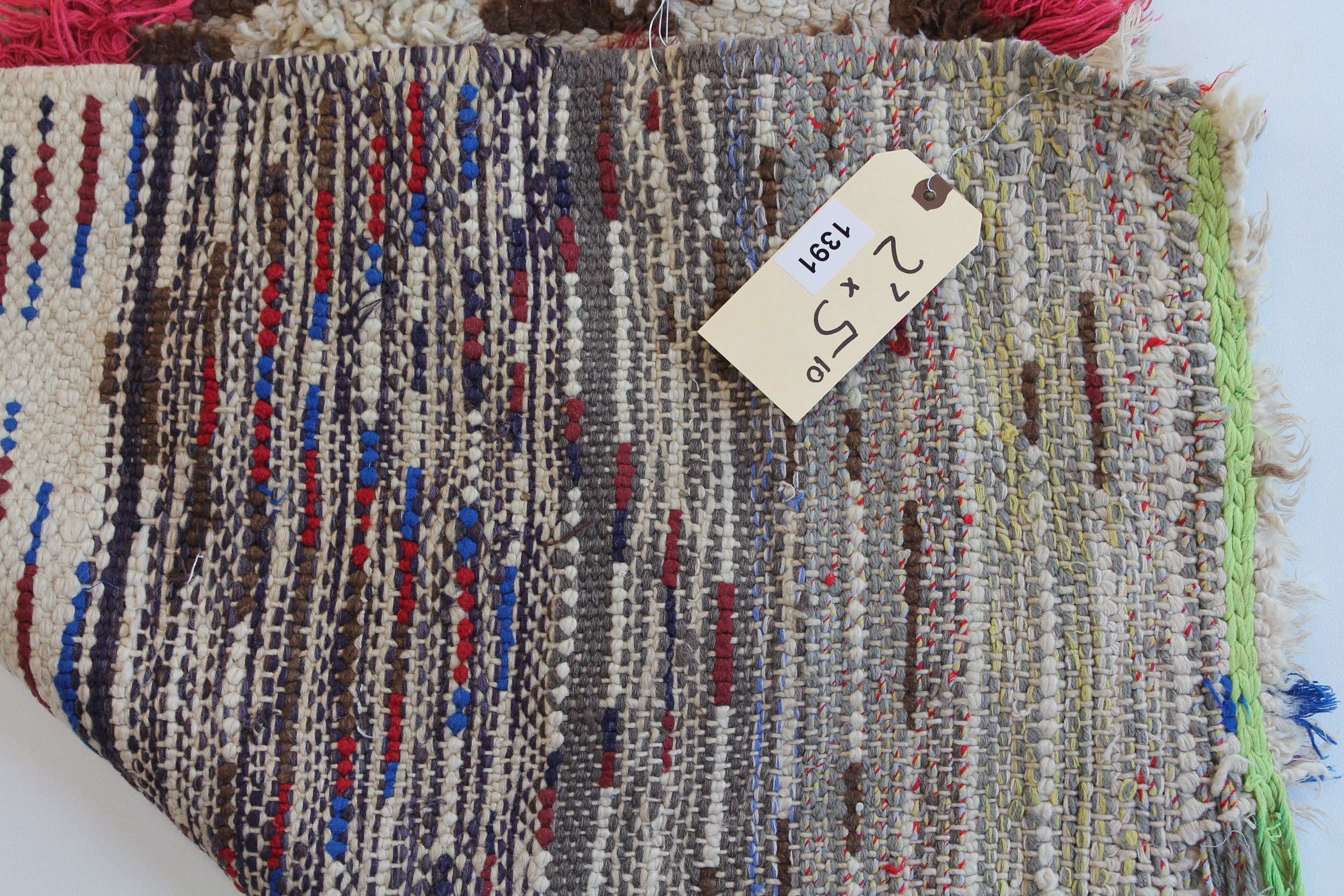 1391 Moulouya with Taupe/Blue/Red/Pink/NeonGreen/Brown Zig-Zags Pattern