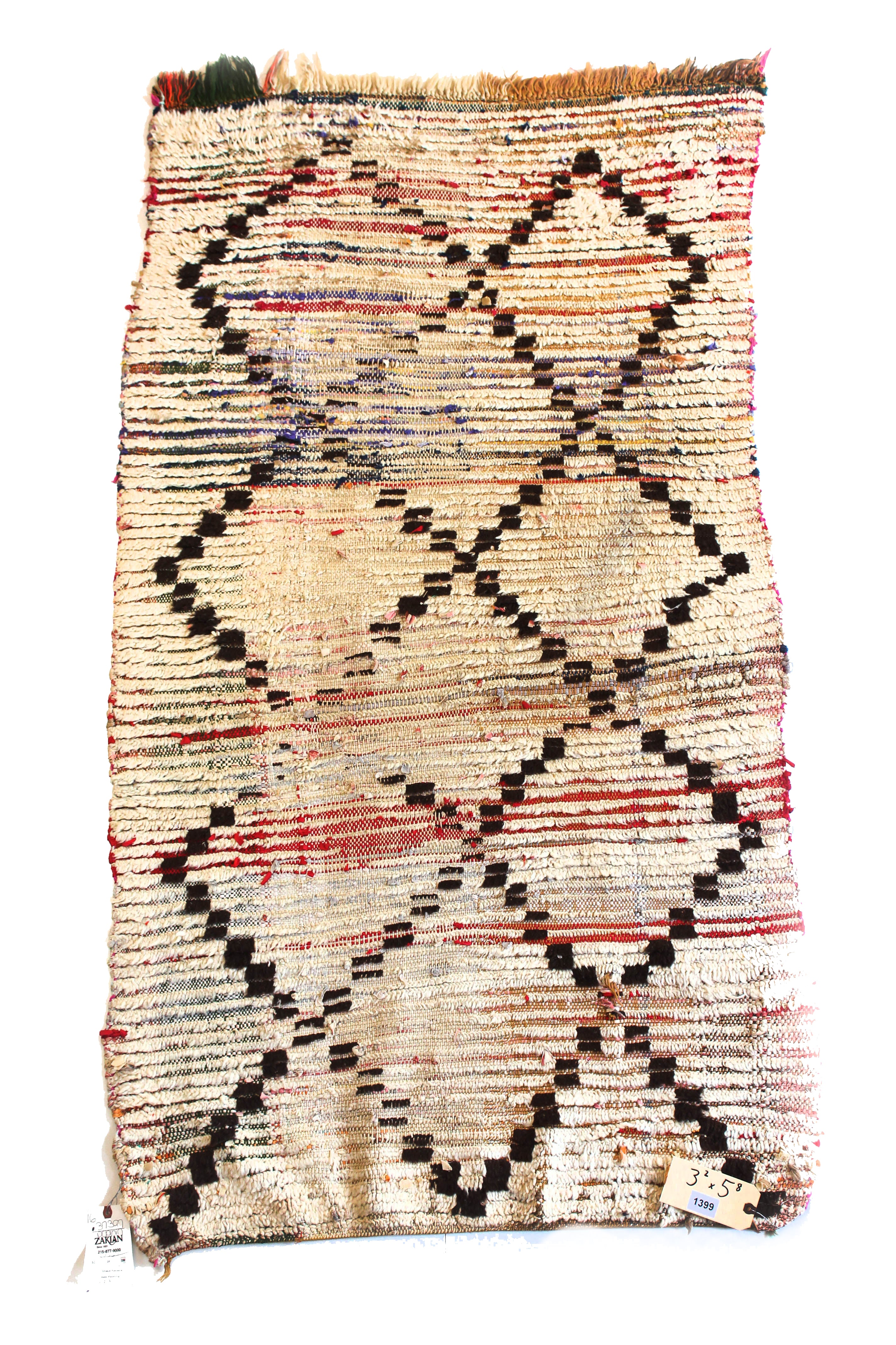 1399 Moulouya with Taupe/Brown/Red Diamonds Pattern