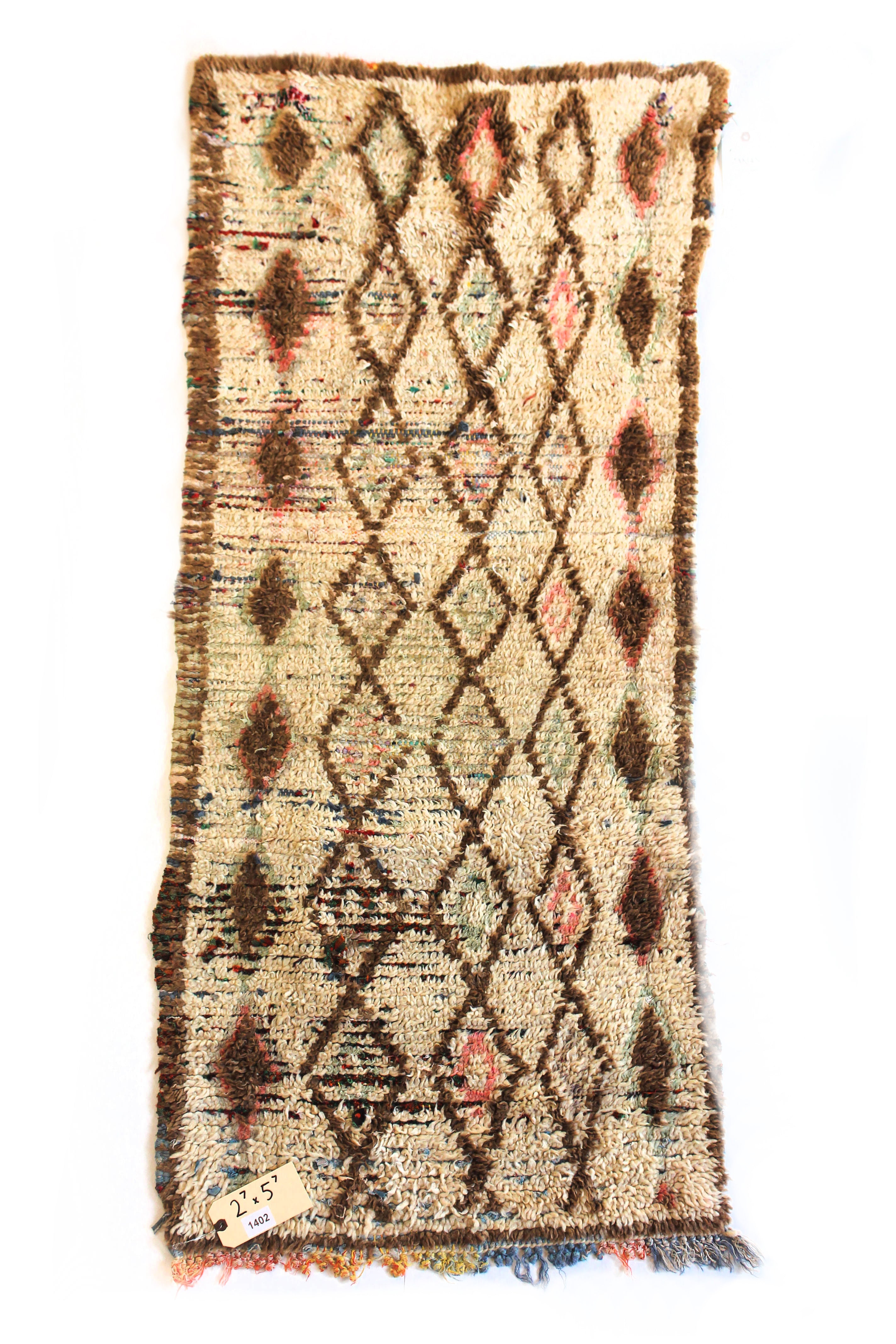 1402 Moulouya with Taupe/Brown/Green/Pink Diamonds Pattern