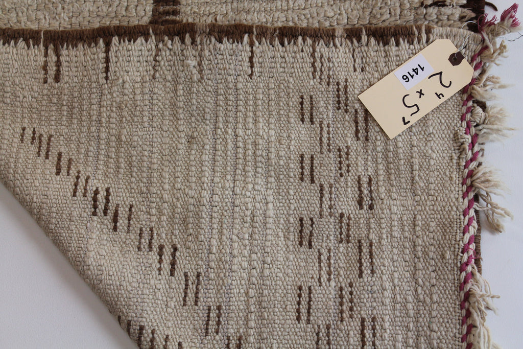 1416 Moulouya with Taupe/Brown Diamonds and Checkerboards Pattern