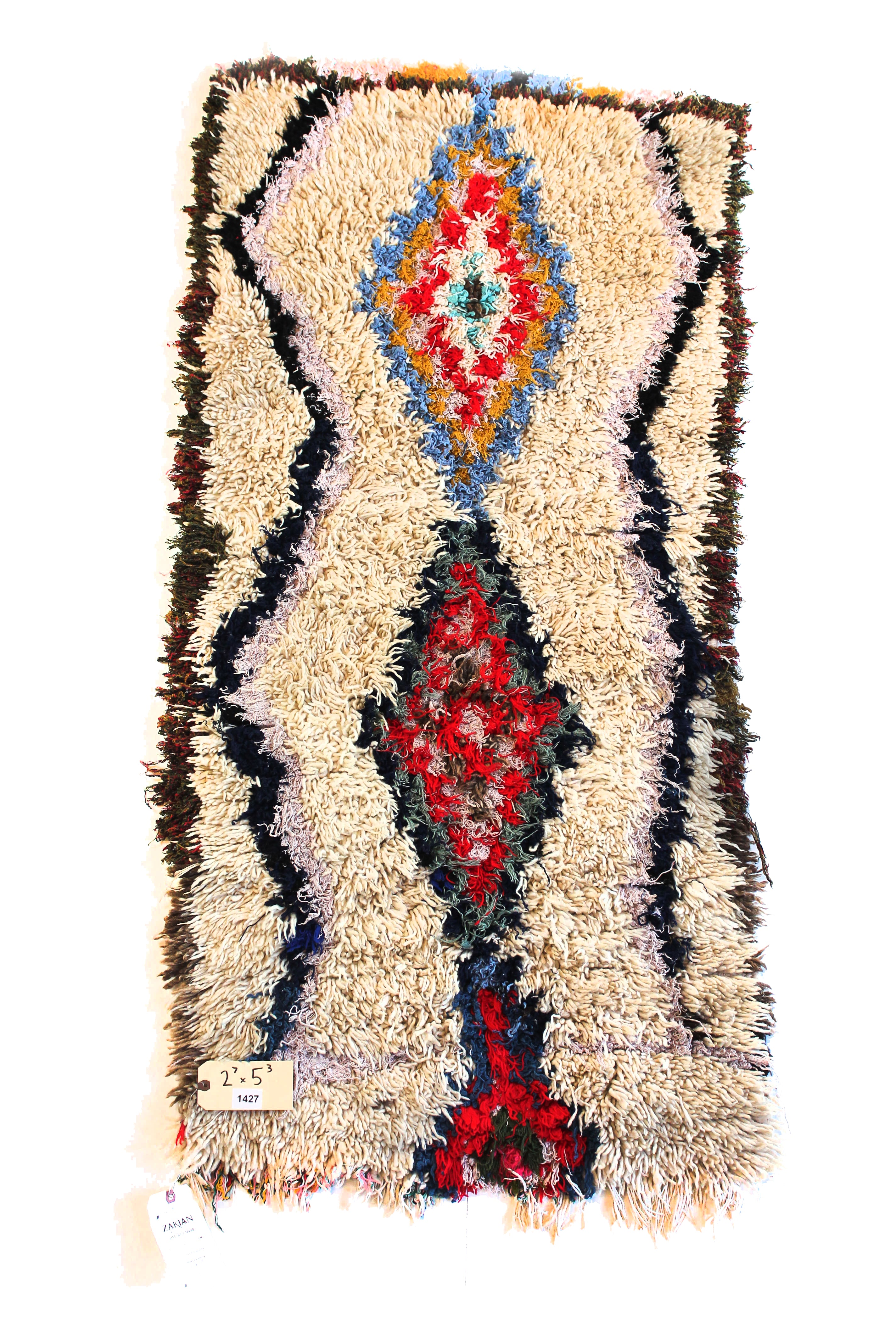 1427 Open East with Taupe/Mustard/Red/Black/Blue Diamonds Pattern