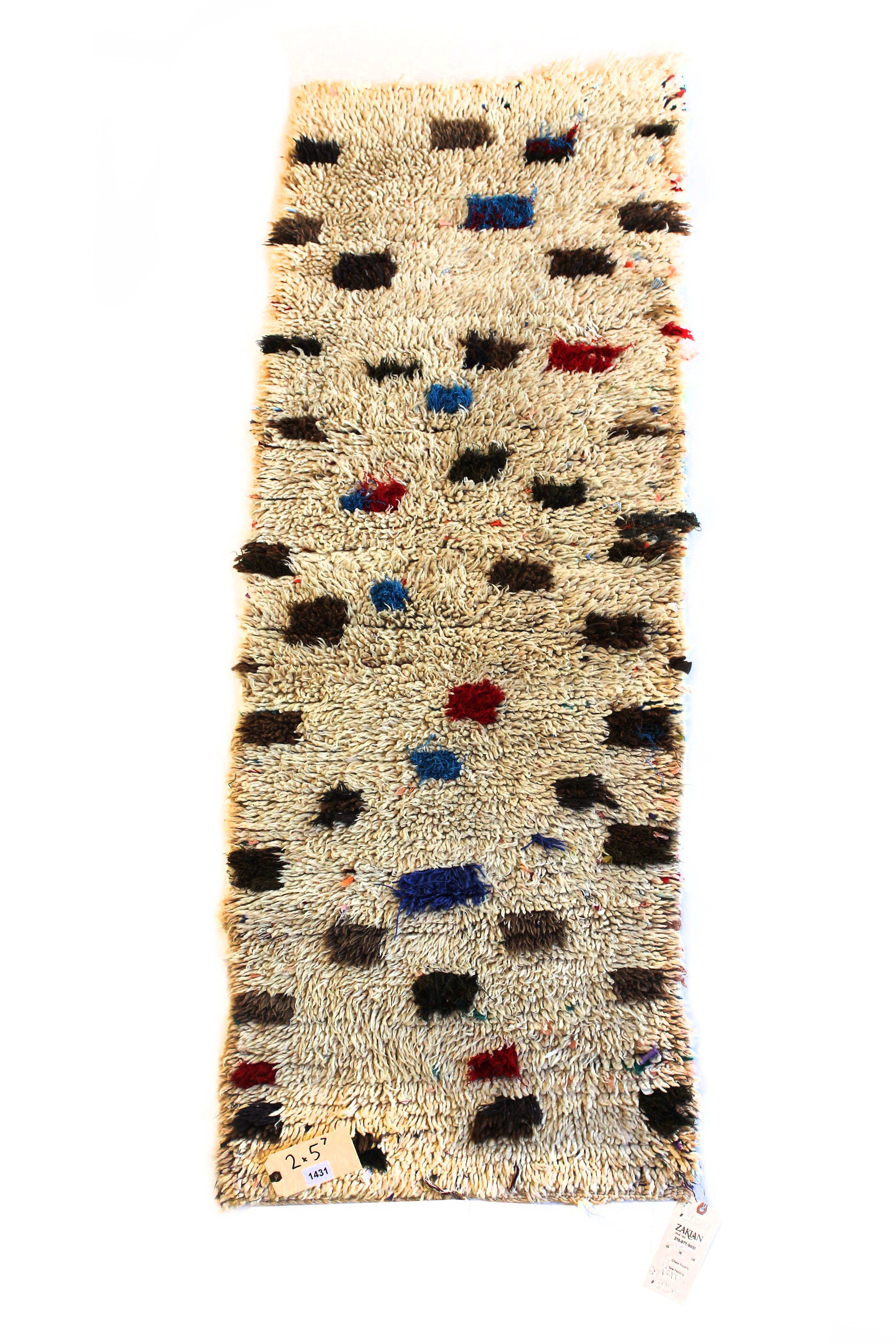 1431 Moulouya with Taupe/Brown/Red/Blue Squares Pattern