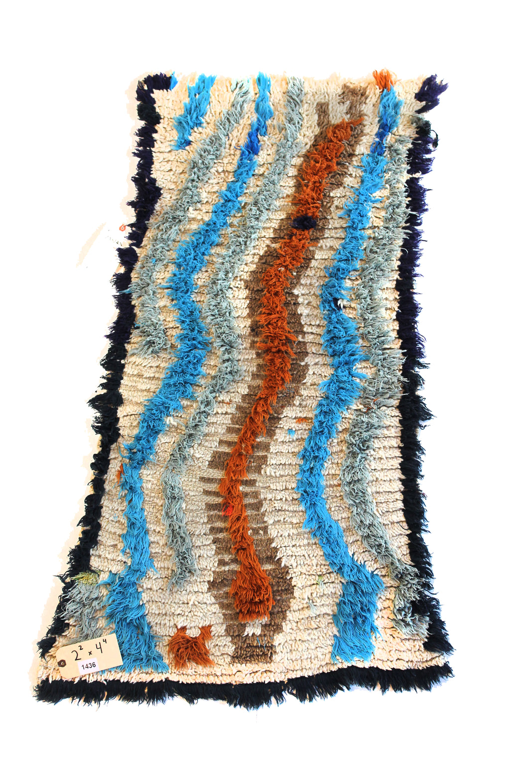 1436 Moulouya with Taupe/Orange/Blue Veritcal Stripes Pattern