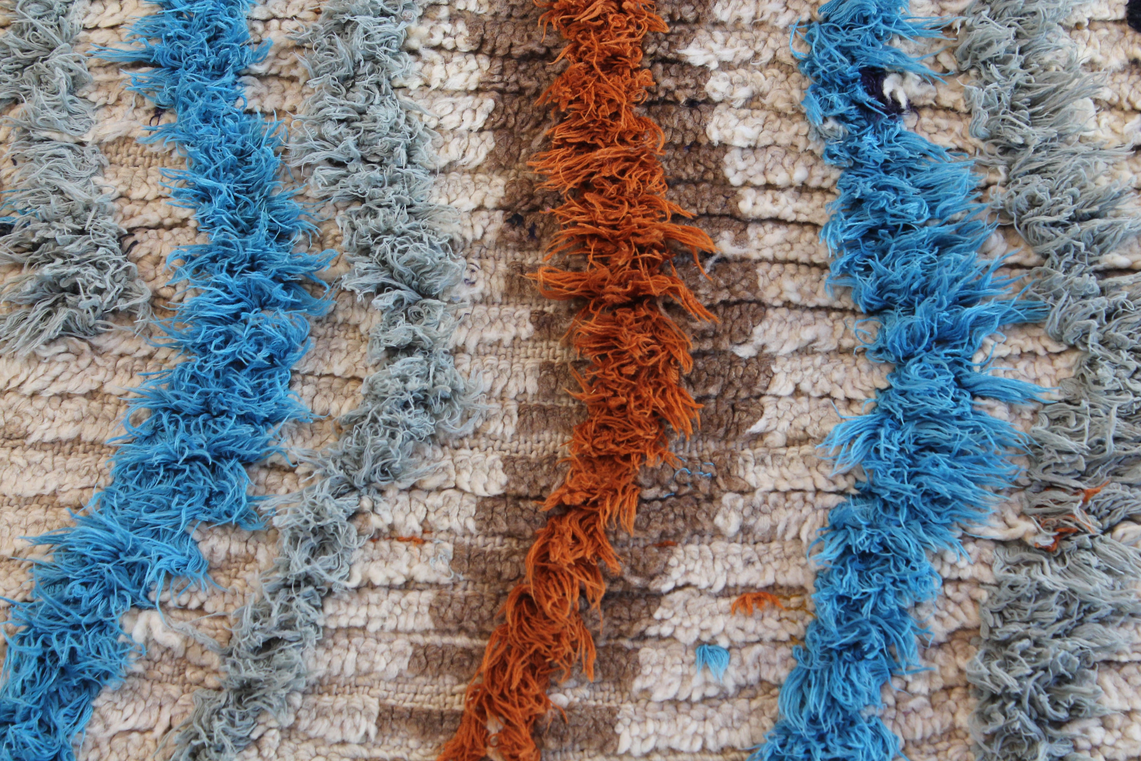 1436 Moulouya with Taupe/Orange/Blue Veritcal Stripes Pattern