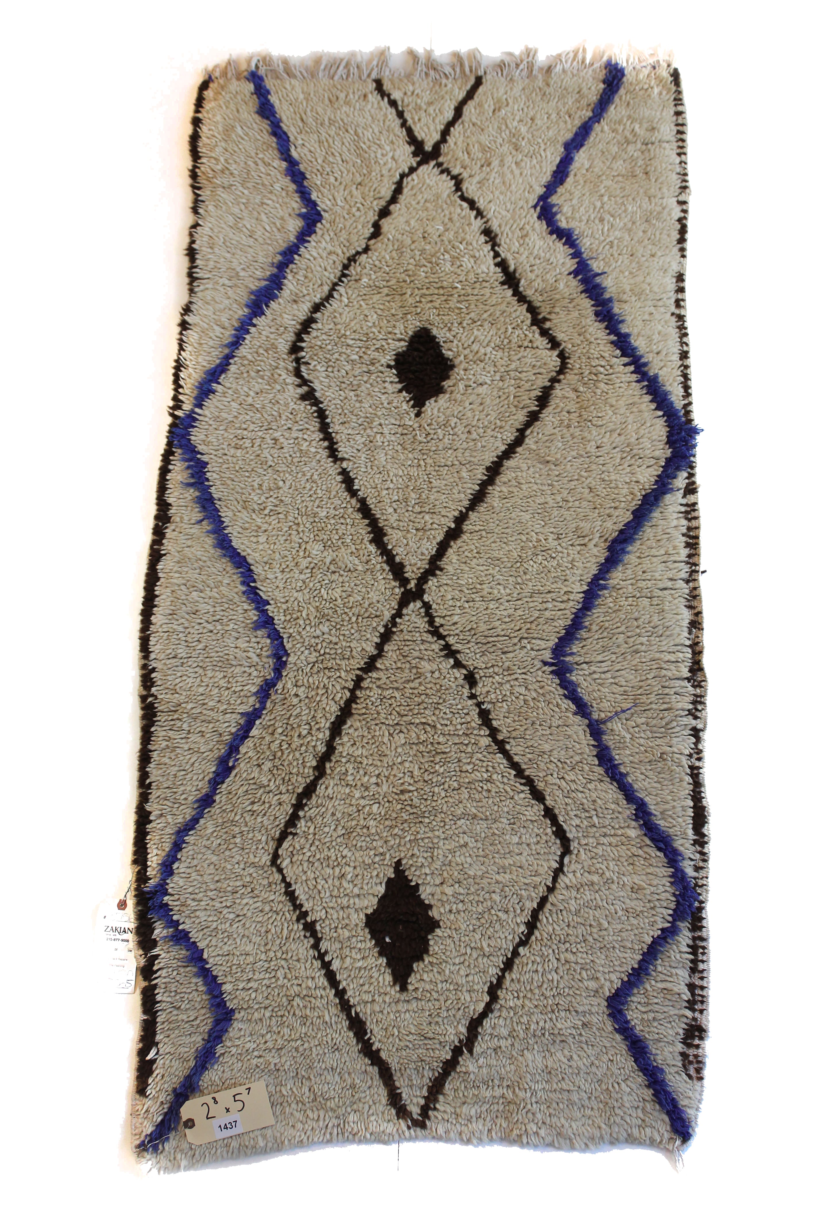 1437 Moulouya with Taupe/Black/Blue Diamonds Pattern