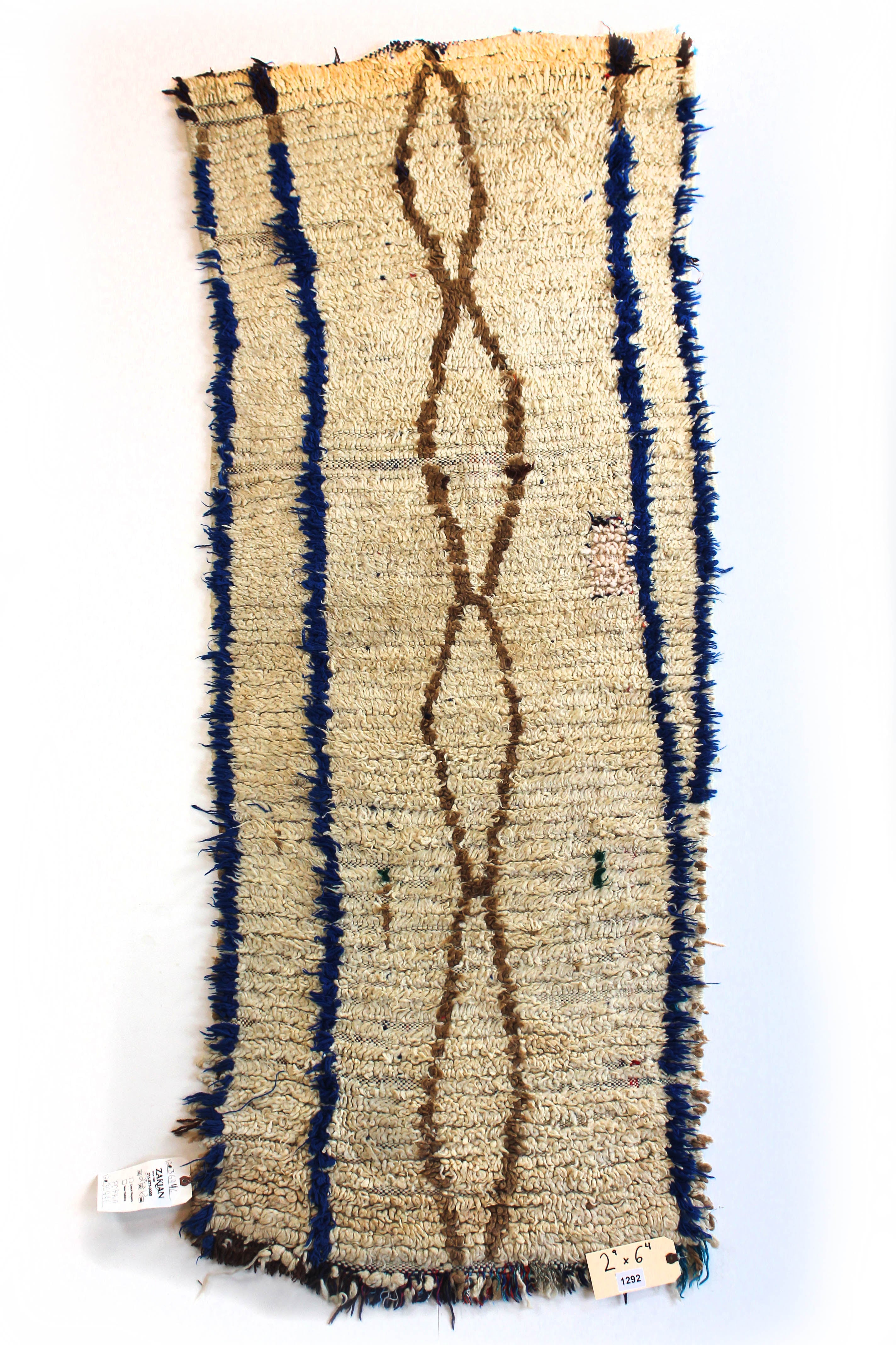 1292 HighAtlas with Taupe/Brown/Bliue Diamonds and Vertical Lines Pattern