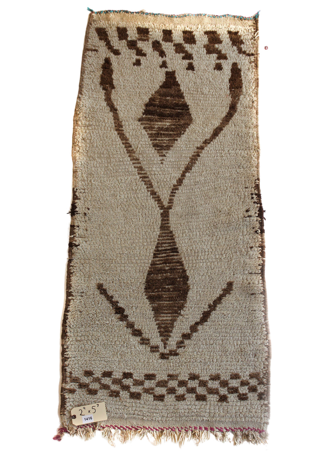 1416 Moulouya with Taupe/Brown Diamonds and Checkerboards Pattern