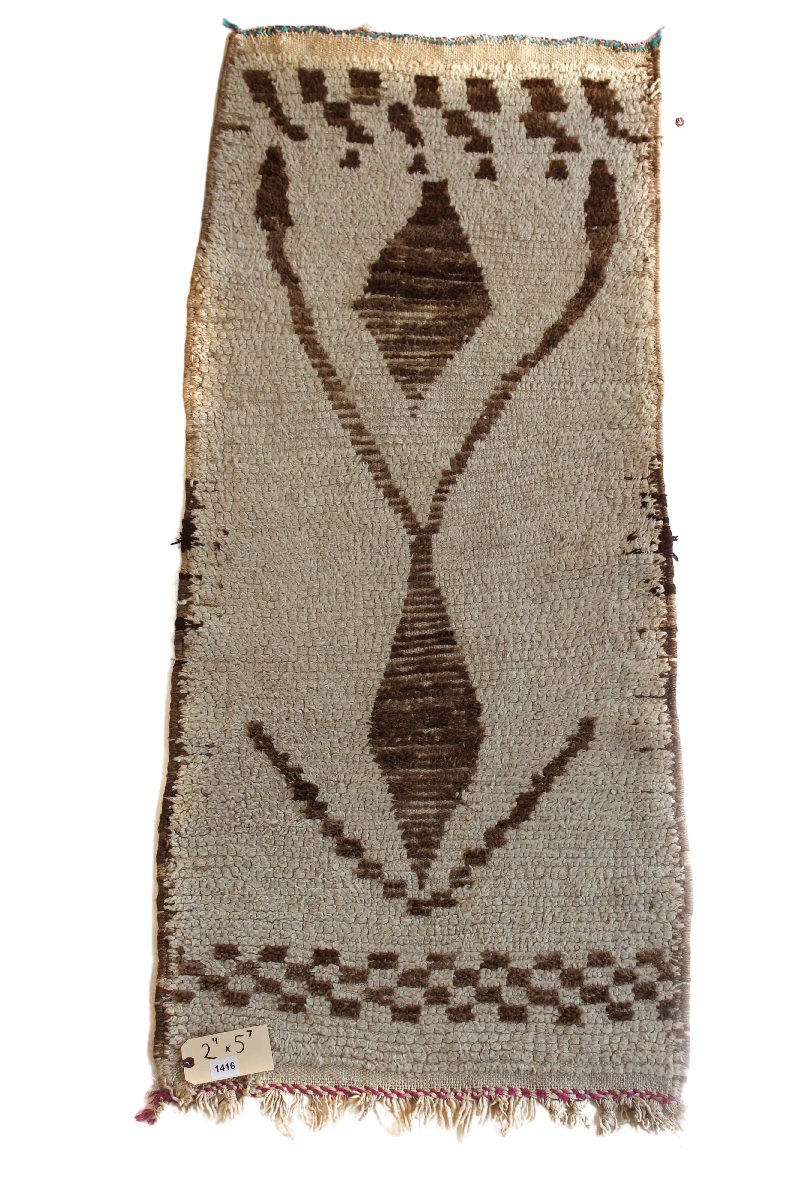 1416 Moulouya with Taupe/Brown Diamonds and Checkerboards Pattern