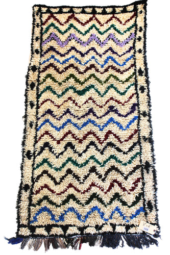 1226 Open East with Taupe/Brown/Blue/Red/Green Zig-zags Pattern