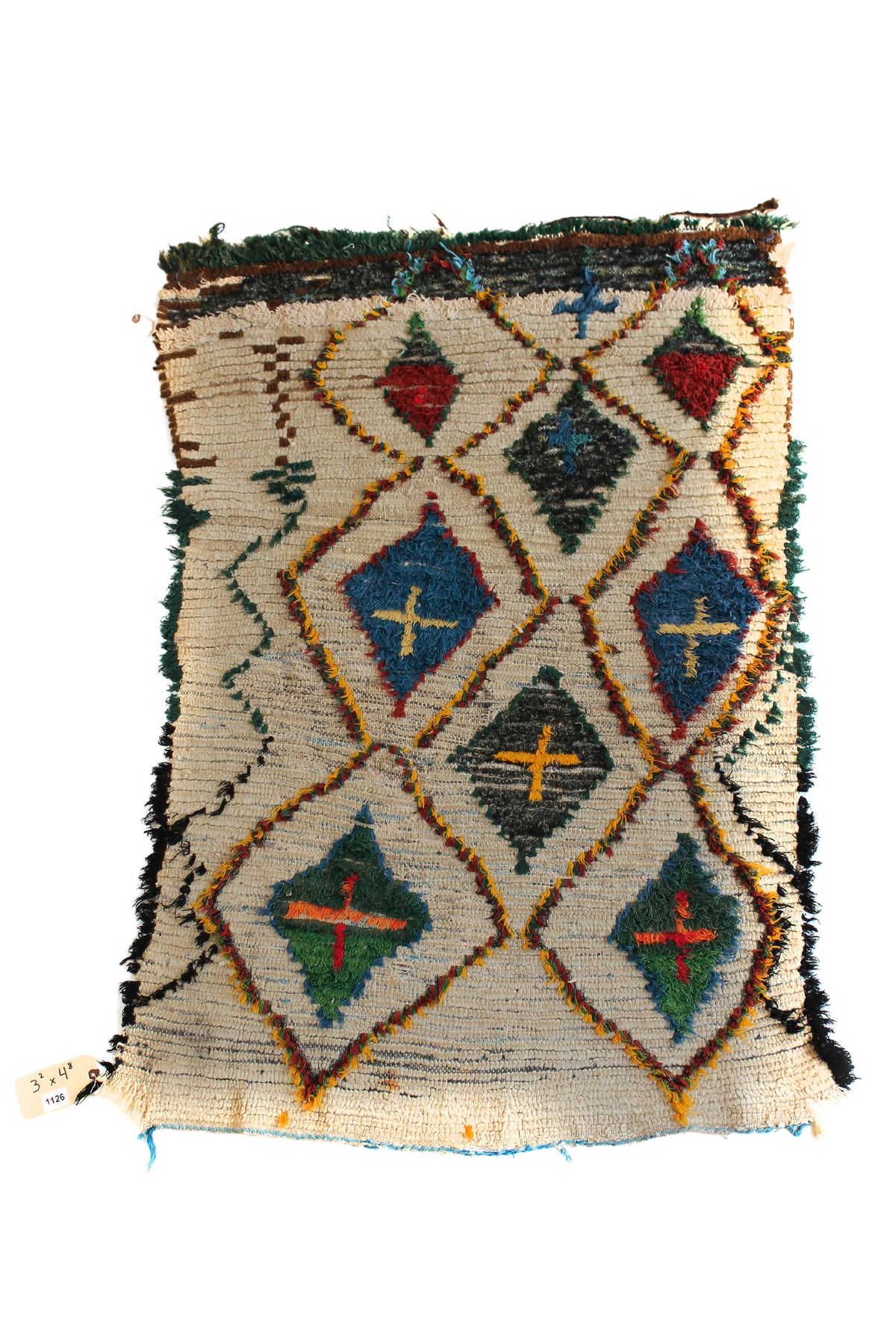 1126 HighAtlas with Taupe/Blue/Red.Green/Charcoal Diamonds and Crosses Pattern (P5)