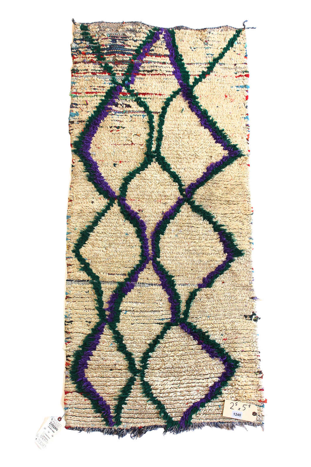 1248 Moulouya with Taupe/Green/Purple Diamonds Pattern