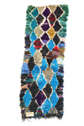 1225 boucherouite with Blue/Green/Red/Purple/Black Diamonds Pattern