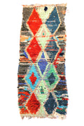 1323 boucherouite with Multi-Color/Red/Blue/Green Diamonds Pattern