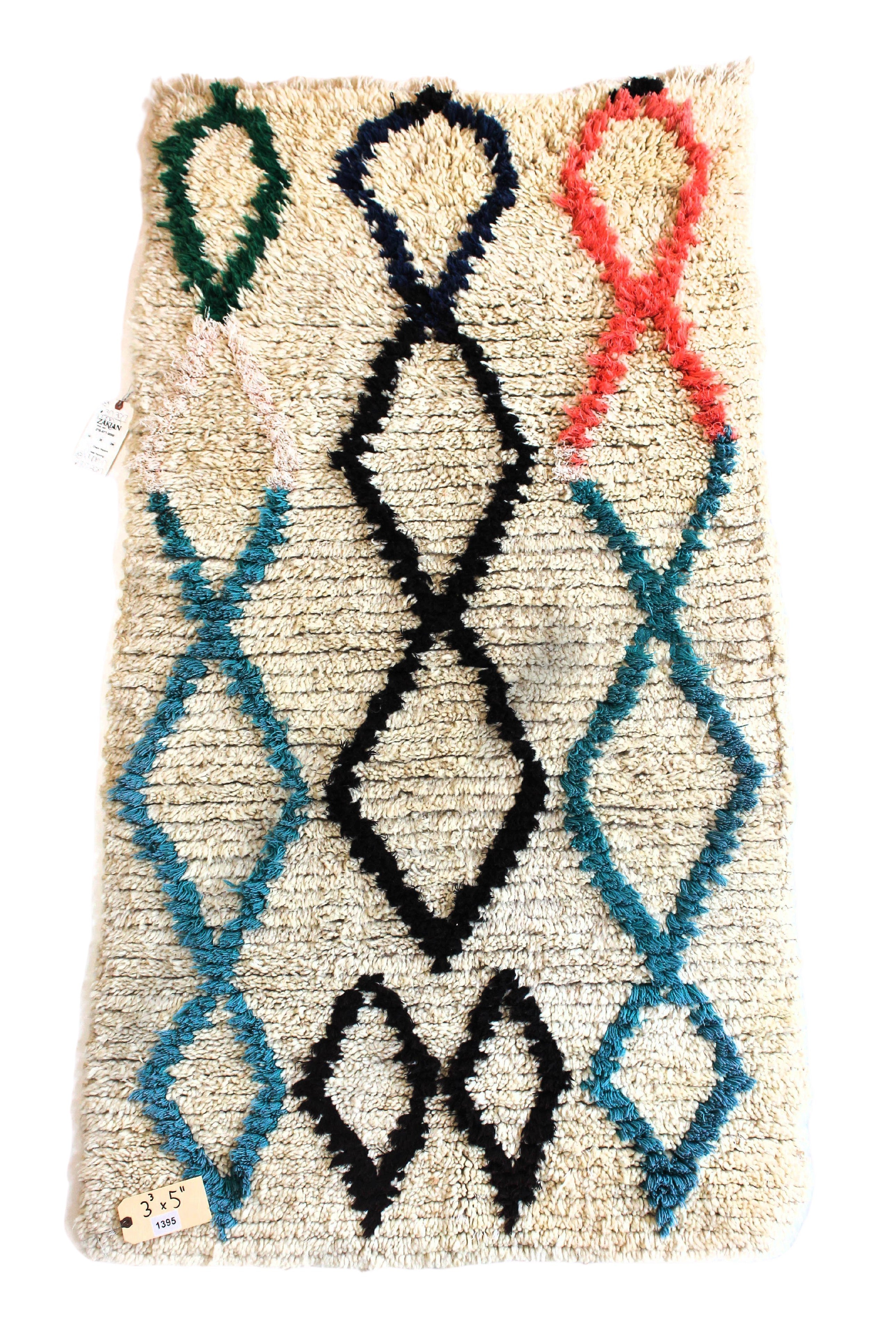 1395 Open East with Taupe/Blue/Pink/Green/Black Diamonds Pattern